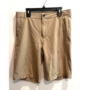 Old Navy Boys Beige Chino Shorts 16 Dry Quick Zip Flat Front Slash Pockets